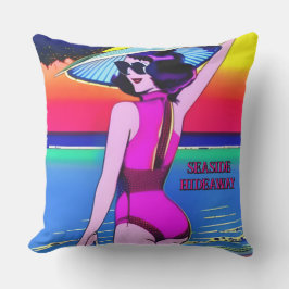 Almofada Texto editável da Garota Banheira Glam dos anos 19