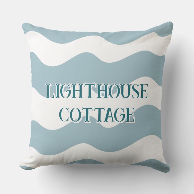Almofada Texto editável de ondas azuis claras (Frente)