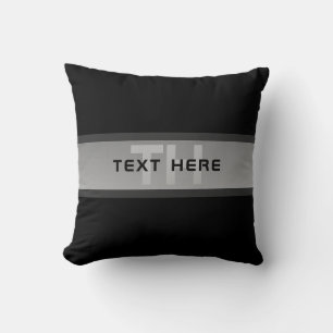 Almofada Texto em Camadas Personalizável Moderno Preto e