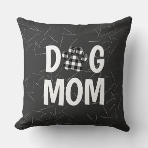 Almofada Texto MOM de xadrez DOG com cabelo