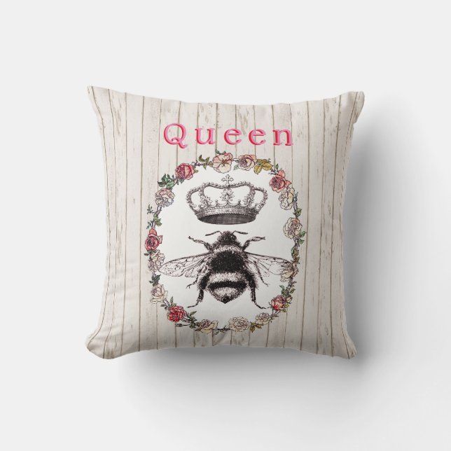 Almofada Texto Personalizado/ Madeira Rústica Coroa Apá (Frente)