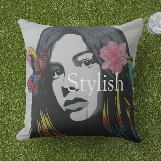 Almofada Texto personalizado Na moda gráfico aquarela pintu (Grama)