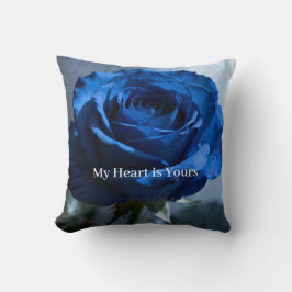 Almofada Texto Personalizado – Presente Floral de Rosa Azul