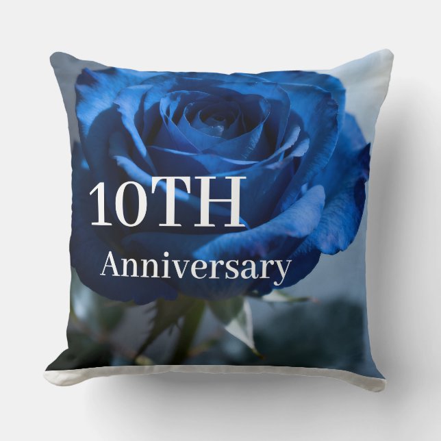 Almofada Texto Personalizado – Presente Floral Rosa Azul Ro (Frente)