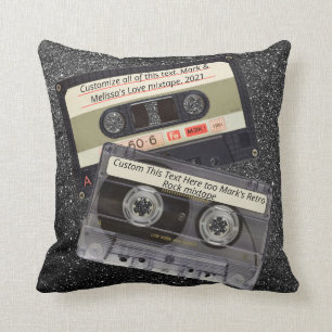 Almofada Texto Personalizado Retro Love Music Cassette Mi