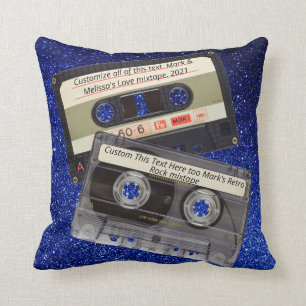 Almofada Texto Personalizado Retro Love Music Cassette Mi