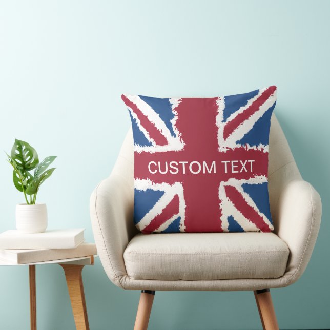 Almofada Texto personalizado União Britânica Jack Flag Art  (Cadeira)
