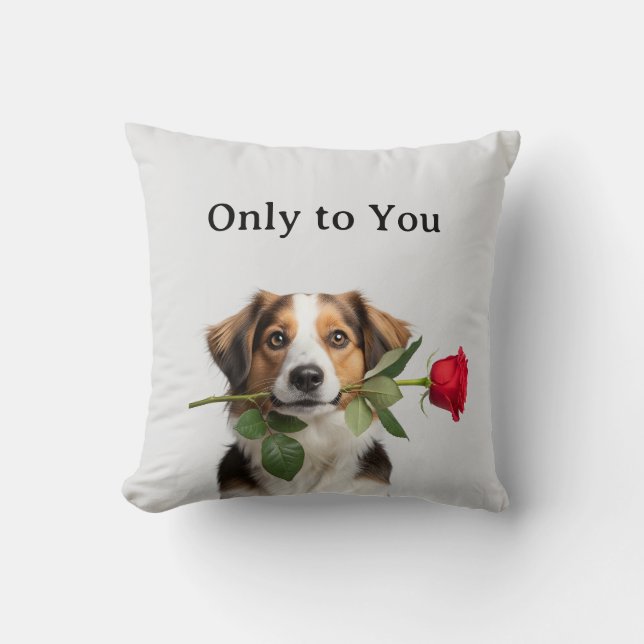 Almofada texto personalizado valentine cachorro segurando r (Frente)