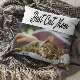 Almofada Texto Preto da Foto da Melhor Cat Mãe