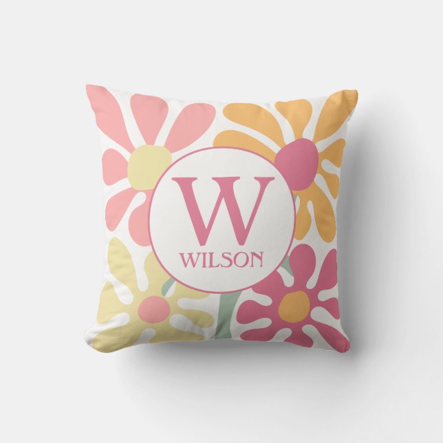 Almofada Texto Rosa Cor de Água da Família Personalizada Mo (Frente)