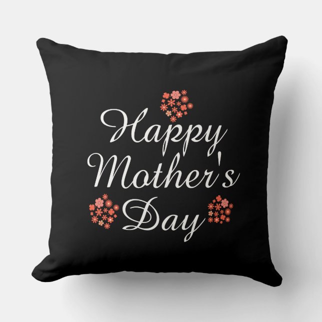 Almofada texto simples moderno, cor de pêssego dia de as mã (Frente)