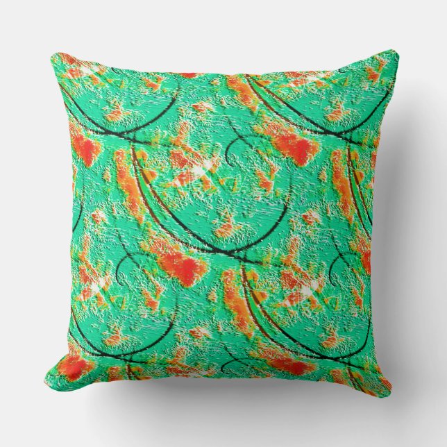 Almofada Textura com algum caribe verde e laranja (Frente)