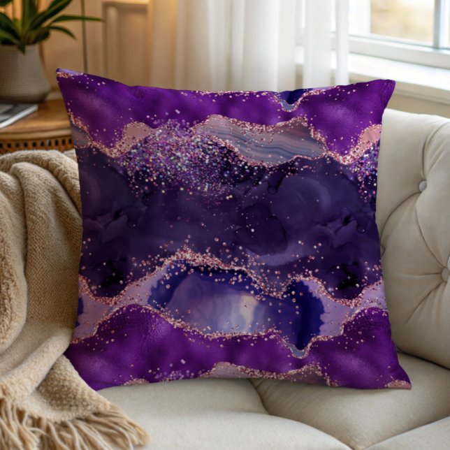 Almofada Textura de Ágata Purpúrea Brilhante (Criador carregado)