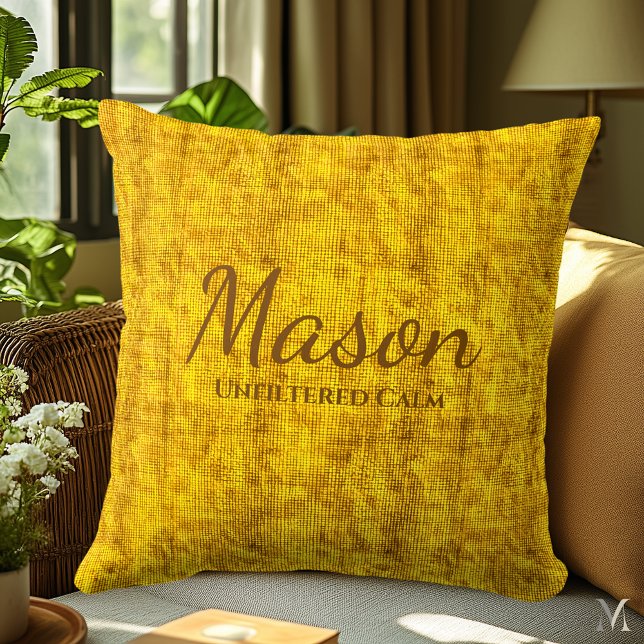 Almofada Textura de borra amarela da mostarda | Página Russ (Criador carregado)