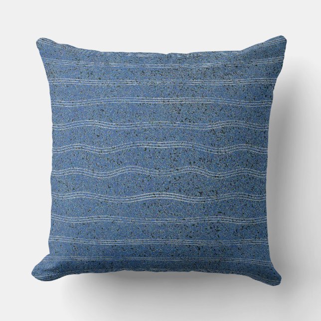 Almofada Textura de cortiça azul com linhas brancas (Frente)