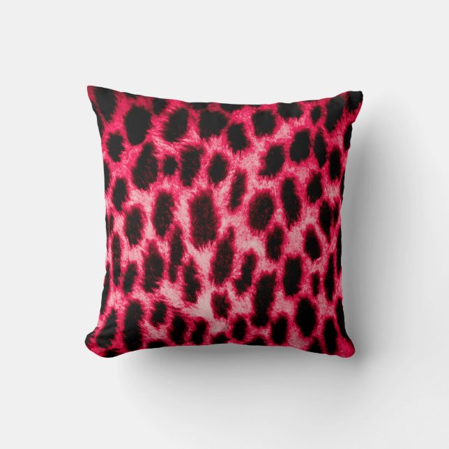Almofada Textura de couro-leopardo com cores pretas e verme (Frente)