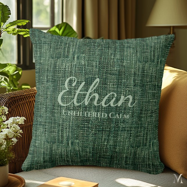 Almofada Textura de Denim Verde Floresta | Casa Rústica Per (Criador carregado)