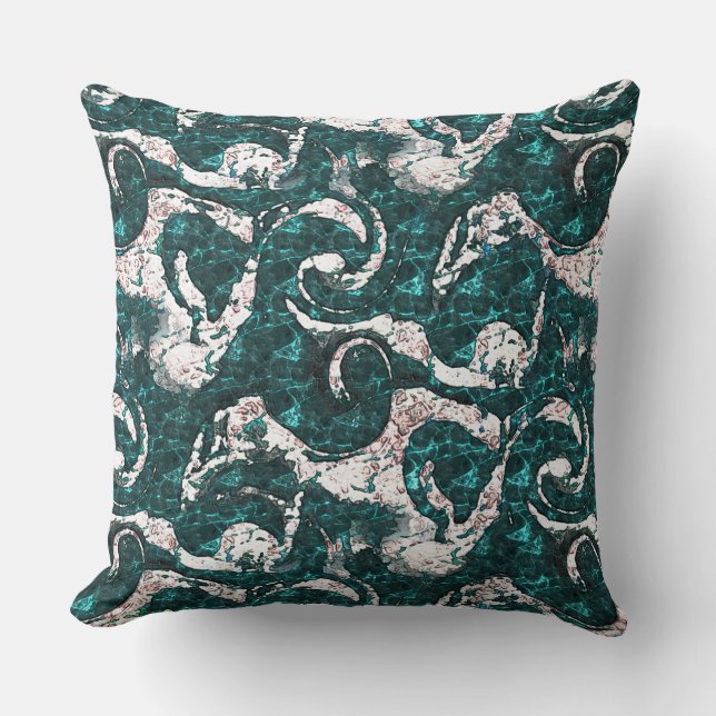 Almofada Textura de manchas brancas misturadas em aquamarin (Frente)