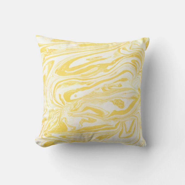 Almofada Textura de mármore amarelo. Desenho manual (Frente)