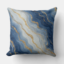Almofada Textura de Mármore Azul e Dourado Abstrato