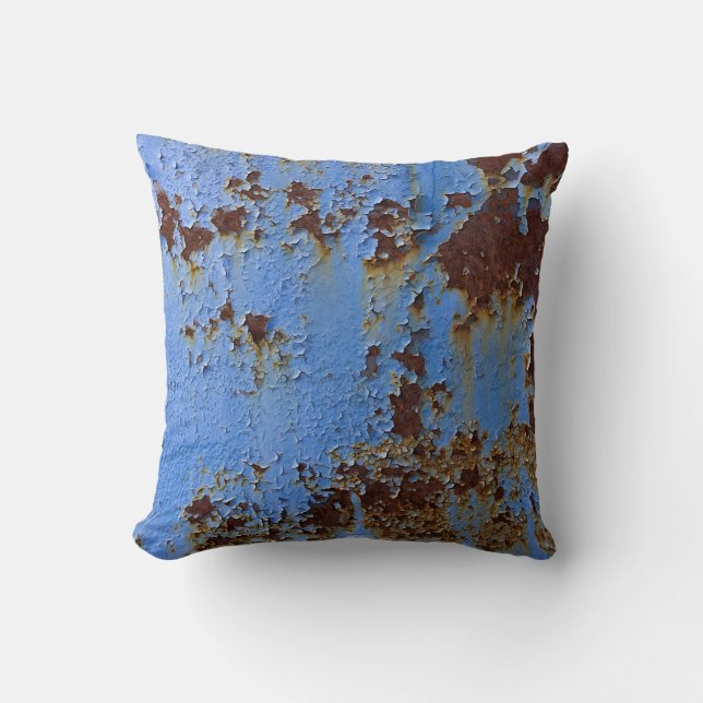 Almofada Textura de metal e tinta azul. (Frente)