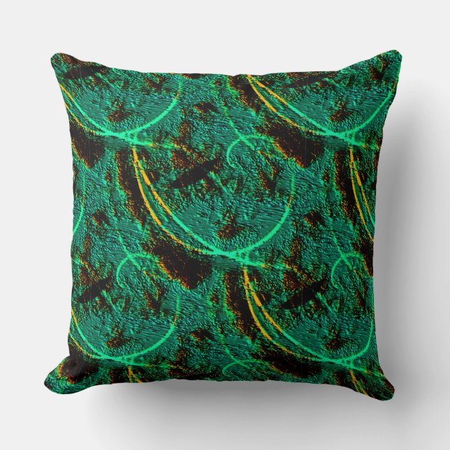 Almofada Textura grosseira, ciano verde escuro com crateras (Frente)