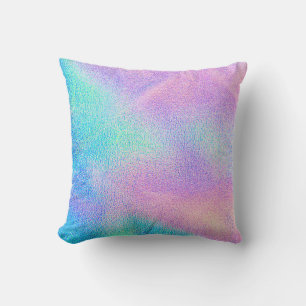 Almofada Textura holográfica real em cor verde-rosa azul