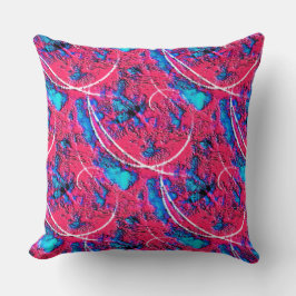 Almofada Textura laranja vermelho-rosado com crateras azuis