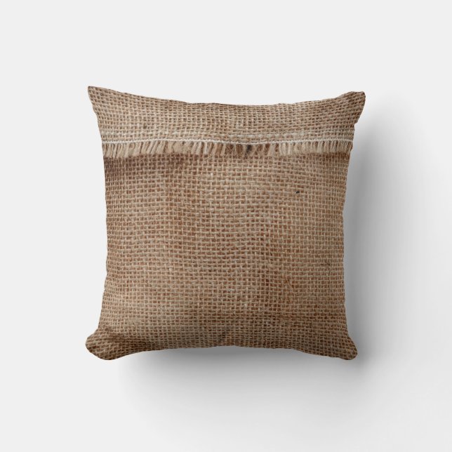 Almofada Textura natural em linha, café, saco, resumo (Frente)