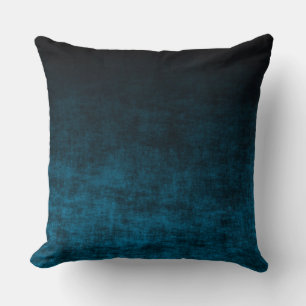 Almofada Textura Ombre Grunge Preto e Azul Turquesa