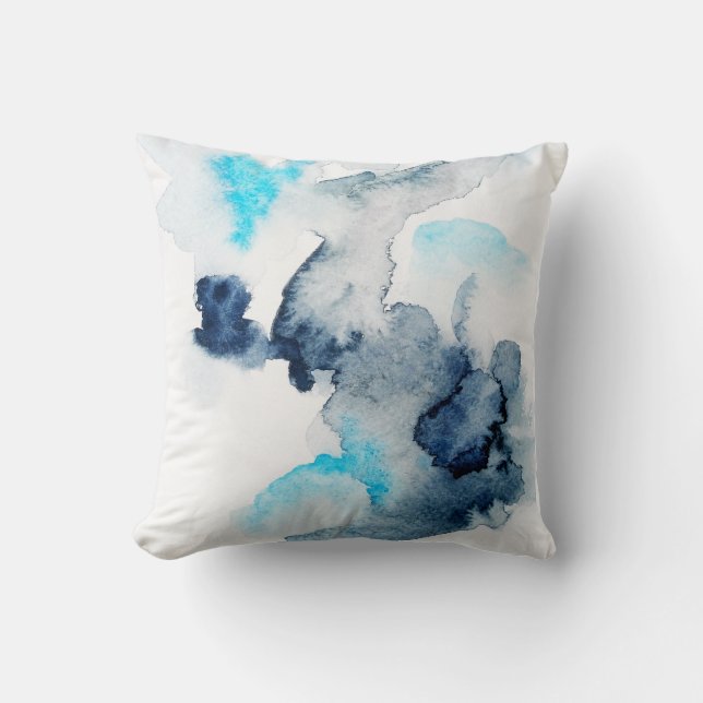 Almofada textura pintada de cor d'água brilhante abstrato. (Frente)