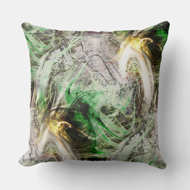 Almofada Textura russa sob tinta verde e amarela flutuante (Frente)