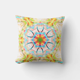 Almofada Textura verde-acinzentada, caleidoscópio com flore
