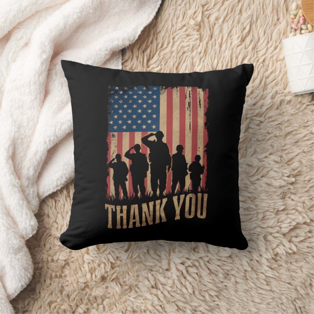 Almofada Thank You Veterans Day American Flag Vintage (Cobertor)