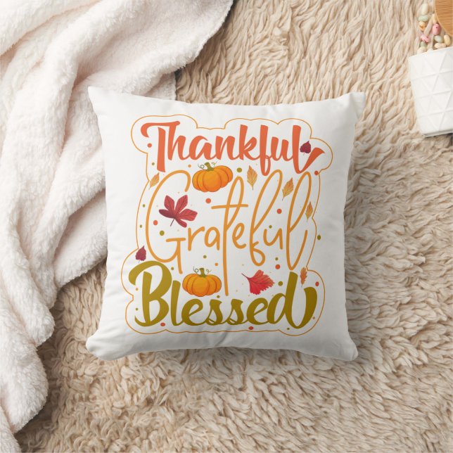 Almofada Thankful Grateful Blessed: Autumn’s Heartbeat (Cobertor)