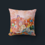 Almofada The Afternoon<br><div class="desc">Everything is pink and warm tones from the background to the young lady hair,  pink sky,  pink tulips,  stufftoys and etc 
Art title: The Afternoon
Medium: Mix Media (watercolor,  acrylic,  and colored pencils on watercolor paper camvas)
Size: 12 x 18 inch
Date: January 19,  2022</div>