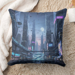 Almofada The Dawn of Tech-City Throw Pillow