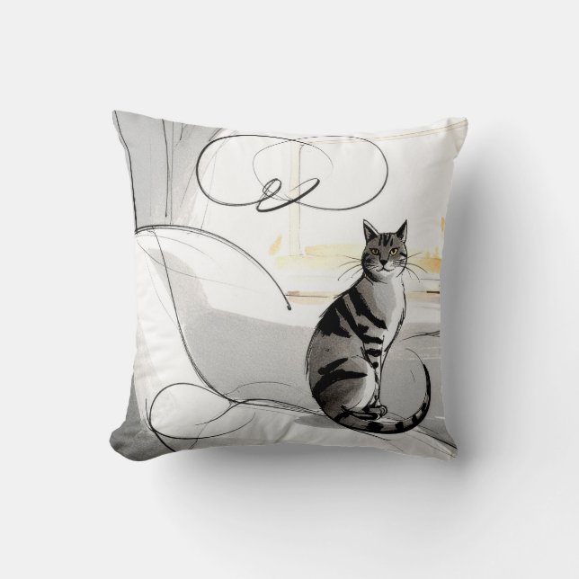Almofada The Minimalist Cat Contemporary Trendy Modern (Frente)