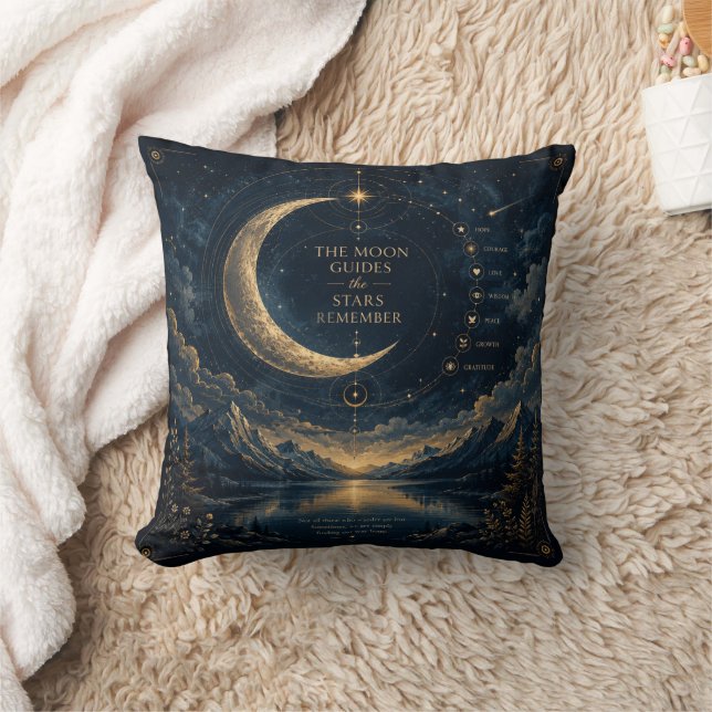 Almofada The Moon Guides | Arte Celestial da Lua e Estrelas (Cobertor)