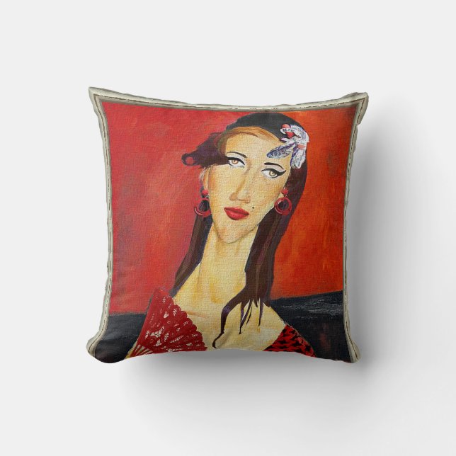 Almofada The Red Fan (based on Modigliani's painting) (Frente)