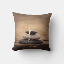 Almofada Therapist Zen Stones, Gold Tree Silhouette Brown