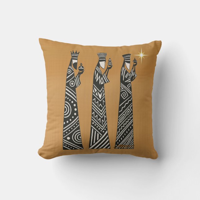 Almofada Three Wise Men Black & White Christmas Nativity (Frente)