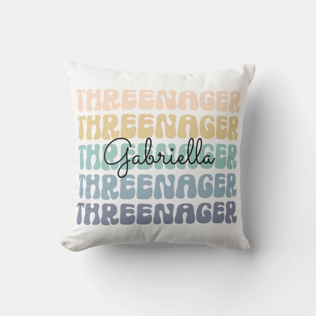 Almofada Threenager, aniversário de 3 anos, Birthday Toddle (Frente)