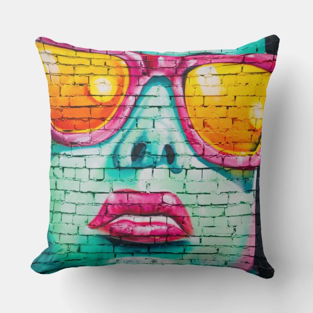 Almofada Throw Cushion - Lipstick Urban Street Art (Frente)