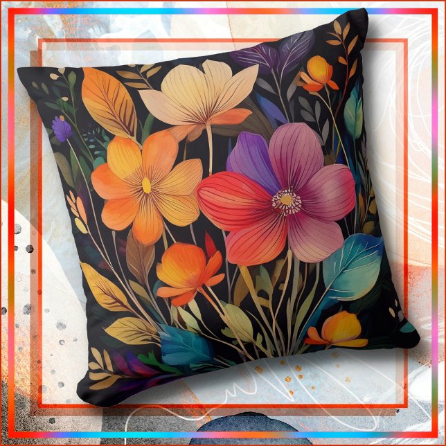 Almofada THROW PILLOW - Beautiful & Colorful Flowers (Criador carregado)