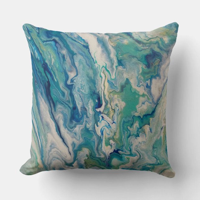 Almofada Throw pillow - blue, aqua, yellow abstract (Frente)