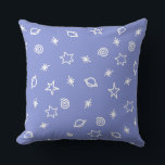 Almofada Throw Pillow Blue Space Doodle Stars Planets<br><div class="desc">Charming blue space doodle throw pillow featuring whimsical stars planets and cosmic pattern design — the most gloriously playful and deeply enchanting celestial accent your most beloved living space nursery or kids room has ever had the absolute pleasure of welcoming! Delightfully hand drawn white doodle stars in every gloriously spiky...</div>