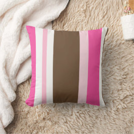 Almofada Throw Pillow Brown & Pink Stripe