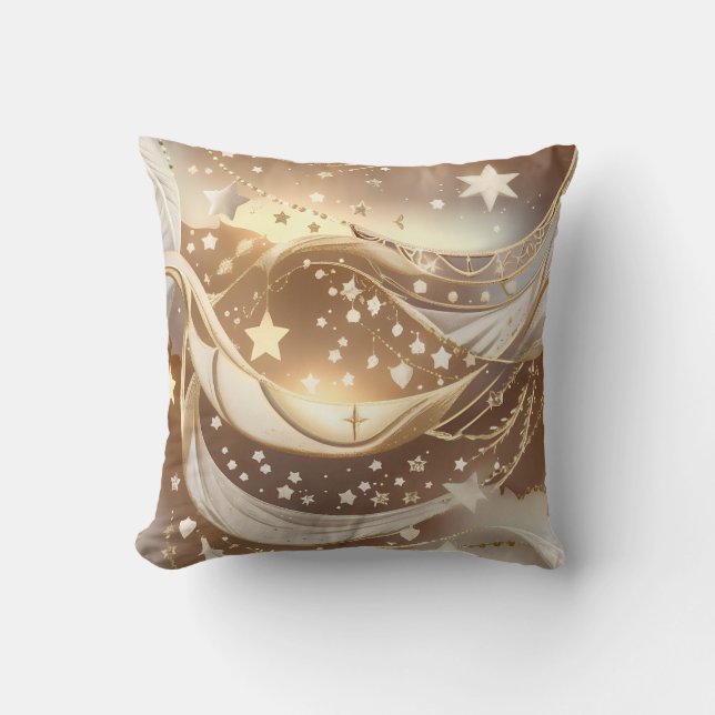 Almofada Throw Pillow - Cream Pale Gold Celestial Moon (Frente)