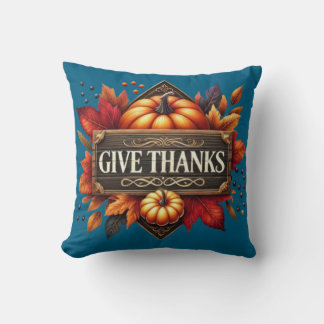 Almofada Throw Pillow give thanks pumpkin